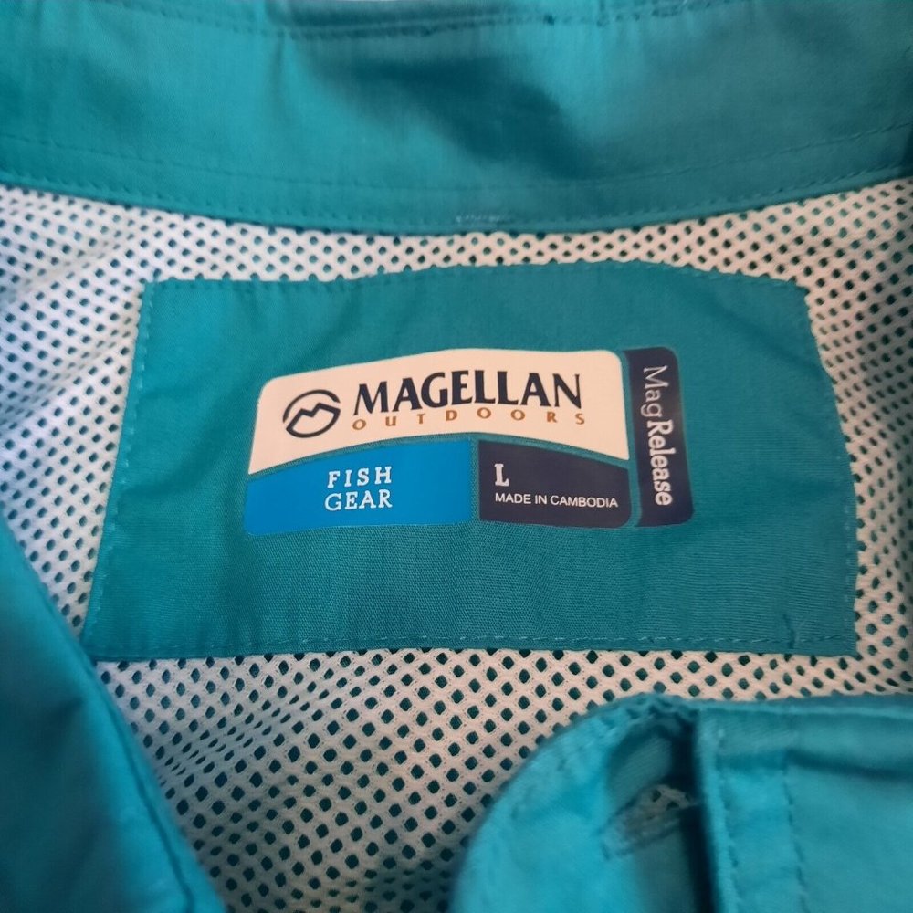Magellan Fishing Mag Gear Shirt Men's Roll Tab Sleeve Vented Pocket Green Large - Picture 4 of 9